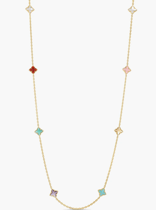 Roberto Coin Venetian Princess Assorted Gemstones 18K Polished Yellow Gold Chain Necklace