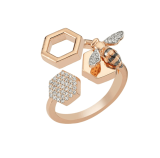Bee Goddess Diamond 14K Polished Rose Gold Band Ring