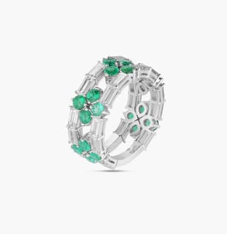 Roberto Coin Love In Verona Emerald 18K Polished White Gold Band Ring