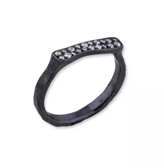 Lika Behar Collection Diamond Matte Black Sterling Silver Band Ring