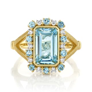 Sloane Street Topaz 18K Strie Detail Yellow Gold Band Ring