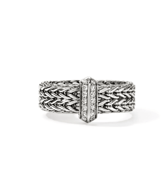 John Hardy Diamond Silver Sterling Silver Band Ring