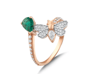 Bee Goddess Diamond 14K Polished Rose Gold Band Ring