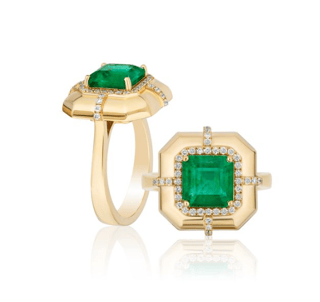 Goshwara Limited Edition Emerald 18K Polished Yellow Gold Band Ring