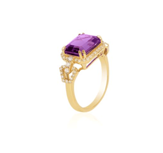 Goshwara Gossip Amethyst 18K Polished Yellow Gold Band Ring