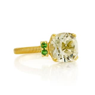Sloane Street Amethyst 18K Strie Detail Yellow Gold Band Ring