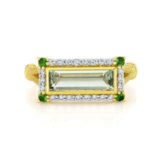 Sloane Street Amethyst 18K Strie Detail Yellow Gold Band Ring