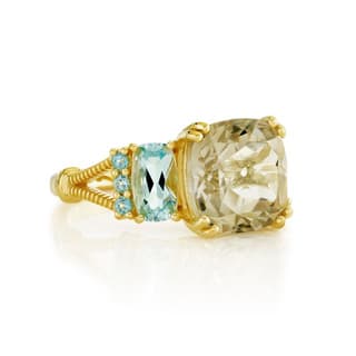 Sloane Street Amethyst 18K Strie Detail Yellow Gold Band Ring