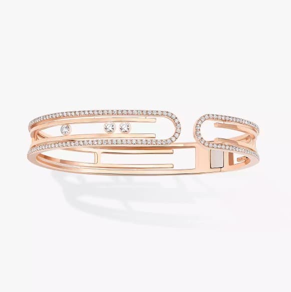 Messika Move Diamond 18K Polished Pink Gold Bangle Bracelet