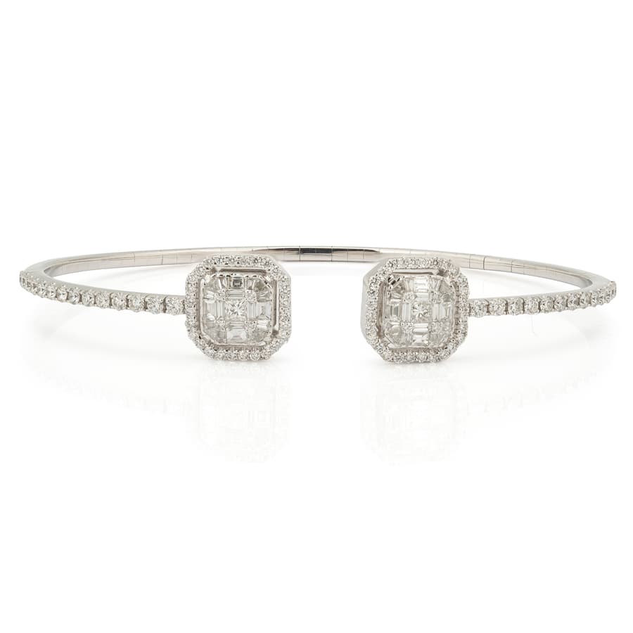 ZYDO ITALY Diamond 18K White Gold Bangle Bracelet
