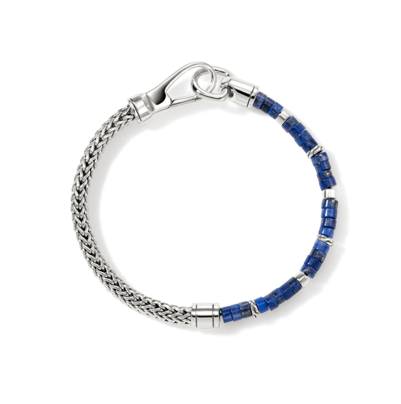 John Hardy Pebble Heart Lapis Lazuli Silver Sterling Silver Chain Bracelet