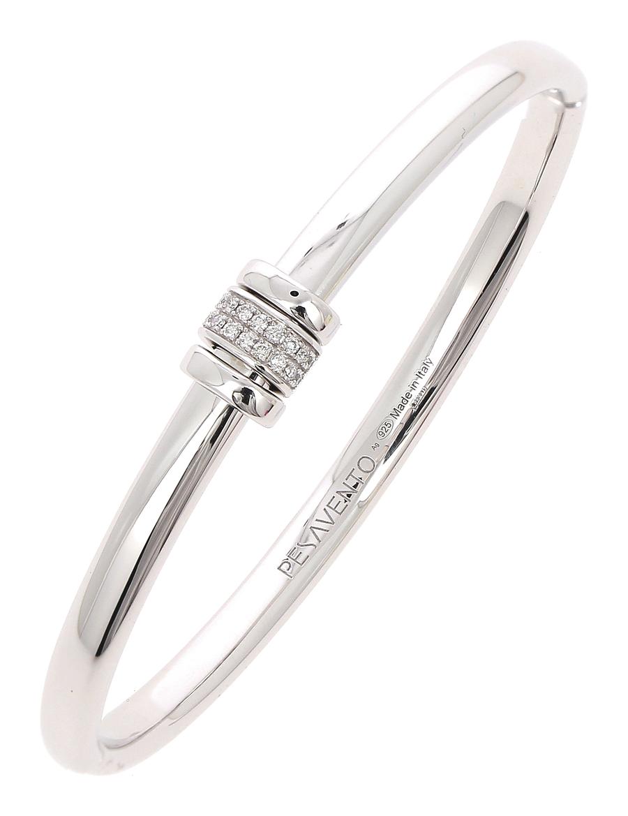 Pesavento Elegance Diamond Polished Silver Rhodium Bangle Bracelet