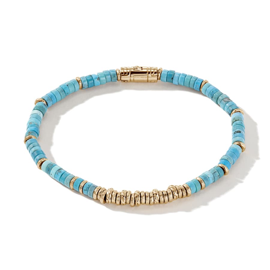 John Hardy Turquoise White Sterling Silver Beaded Bracelet