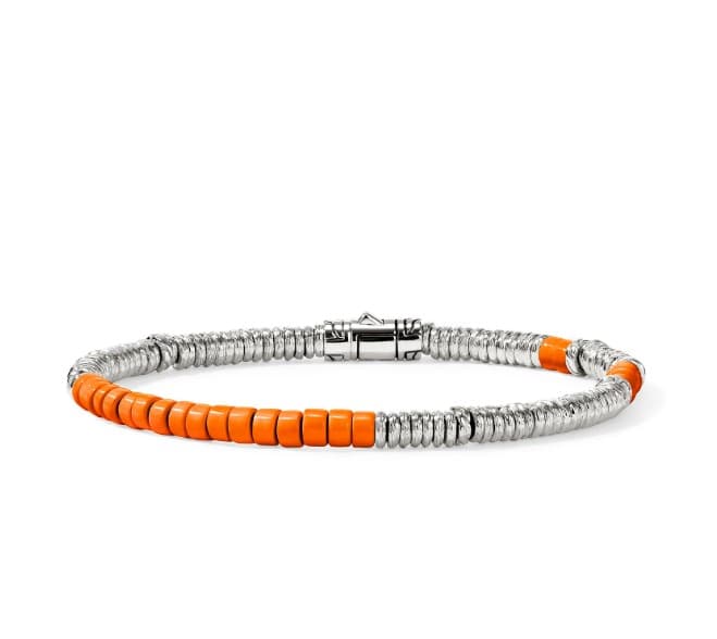 John Hardy Classic Chain Enamel Silver Sterling Silver Chain Bracelet
