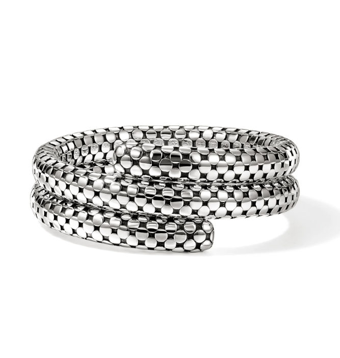 John Hardy Dot Hammered White Sterling Silver Bangle Bracelet