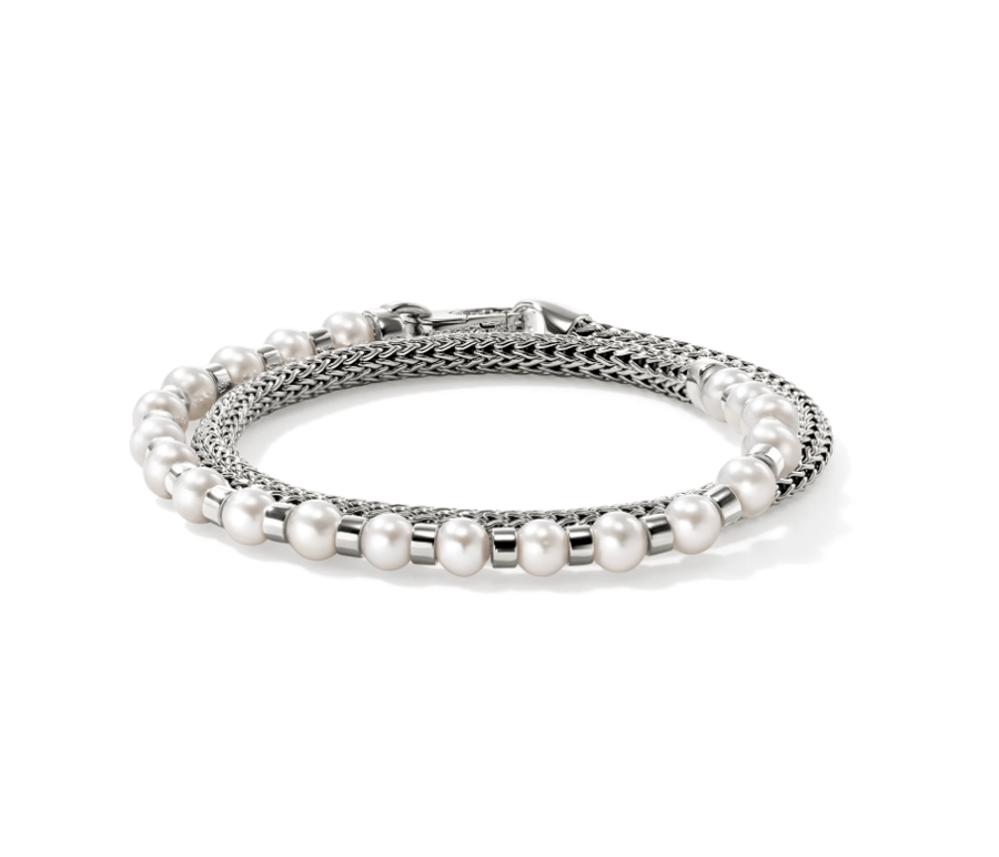 John Hardy Freshwater Pearl Sterling Silver Wrap Bracelet