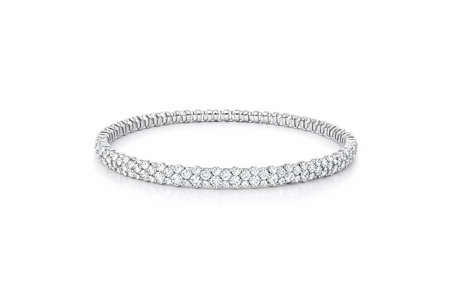 ZYDO ITALY Diamond 18K Polished White Gold Stretch Tennis Bracelet