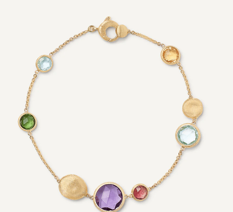 Marco Bicego Jaipur Color Amethyst 18K Engraved Yellow Gold Chain Bracelet