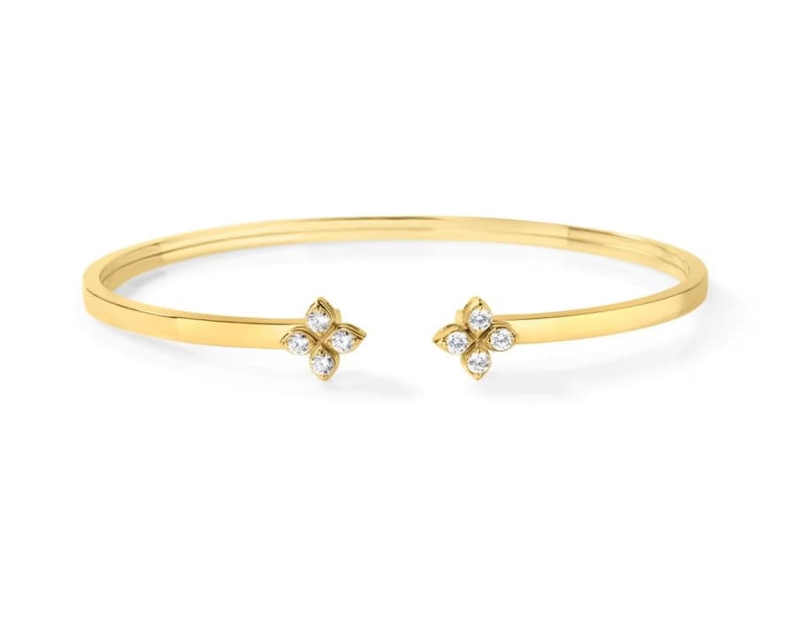 Roberto Coin Love In Verona Diamond 18K Polished Yellow Gold Bangle Bracelet