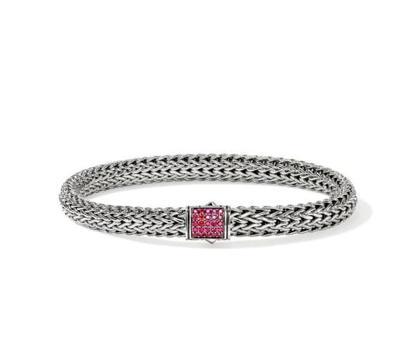 John Hardy Sapphire Polished Silver Sterling Silver Chain Bracelet