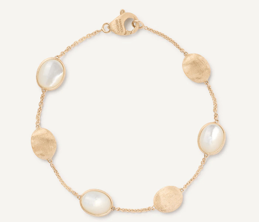 Marco Bicego Siviglia Mother of Pearl 18K Engraved Yellow Gold Chain Bracelet