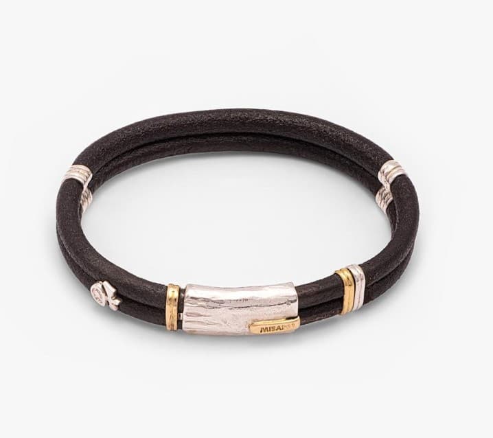 MISANI 18K Black Leather Bangle Bracelet
