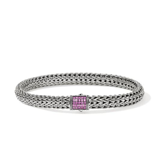 John Hardy Sapphire Polished Silver Sterling Silver Chain Bracelet