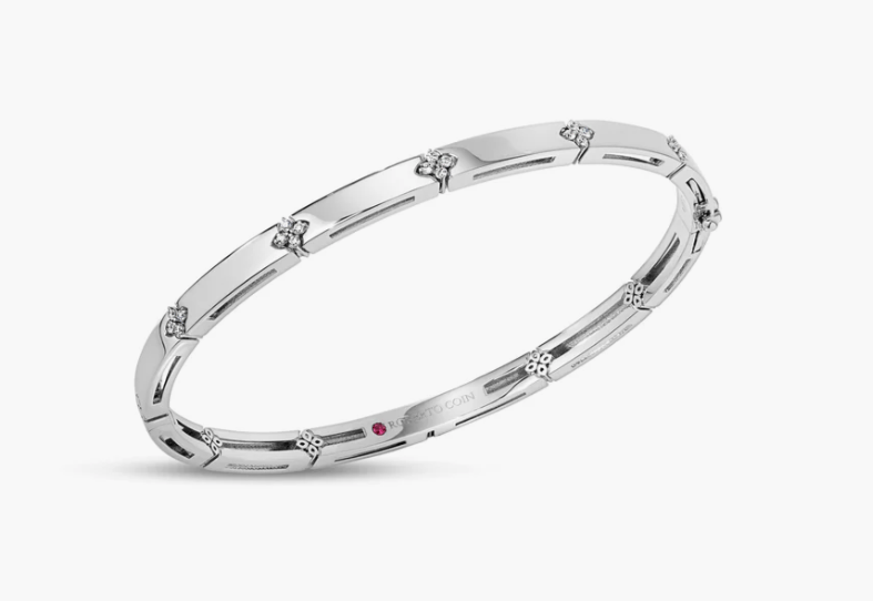 Roberto Coin Love In Verona Diamond 18K Polished White Gold Bangle Bracelet
