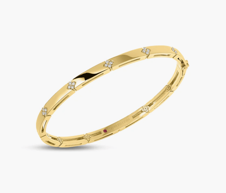 Roberto Coin Love In Verona Diamond 18K Polished Yellow Gold Bangle Bracelet