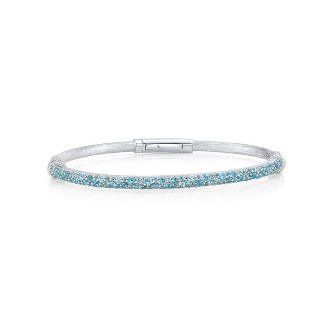 Sloane Street Swiss Blue Topaz Silver Sterling Silver Bangle Bracelet