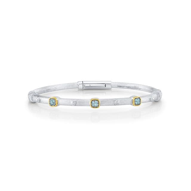 Sloane Street Swiss Blue Topaz Silver Sterling Silver Bangle Bracelet