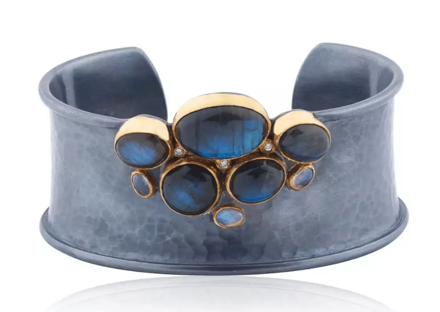 Lika Behar Collection Labradorite Matte Oxidized Sterling Silver Cuff Bracelet