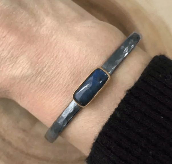 Lika Behar Collection Labradorite Matte Oxidized Sterling Silver Cuff Bracelet
