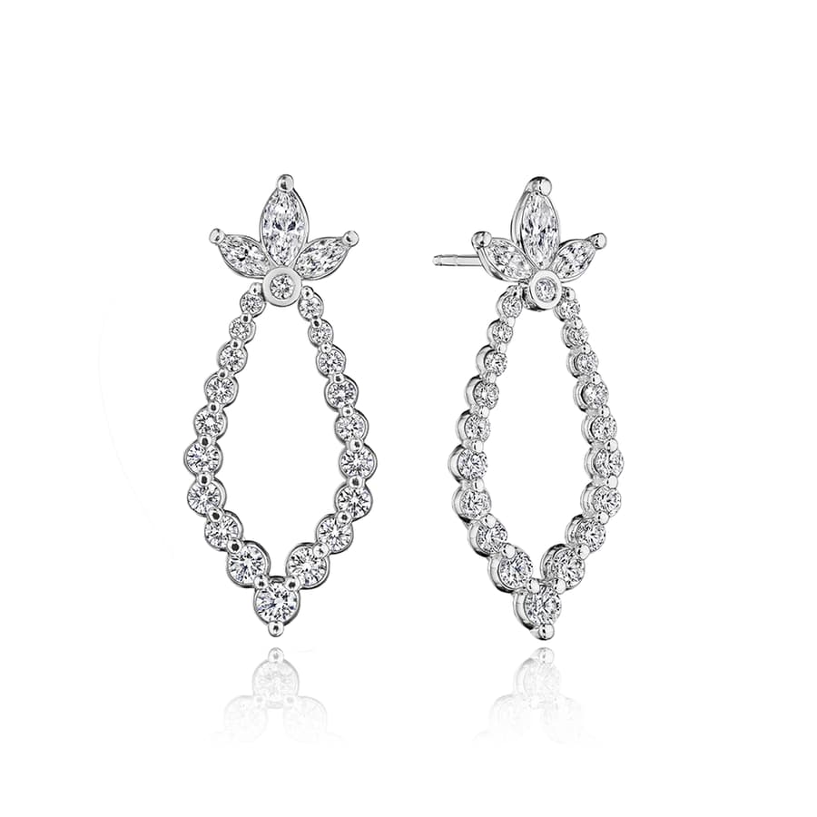 Verragio Diamond in 18K Polished White Gold Dangle Earrings