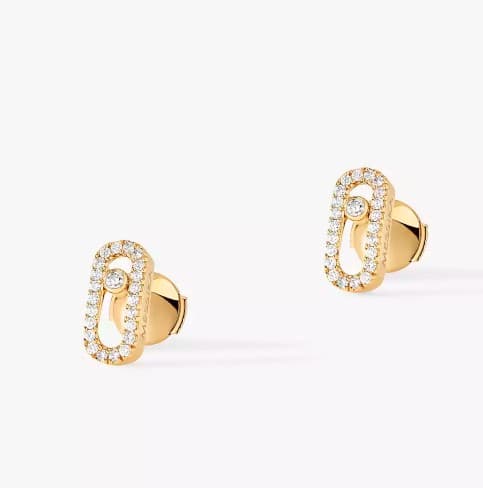 Messika Move Diamond in 18K Polished Yellow Gold Post Earrings