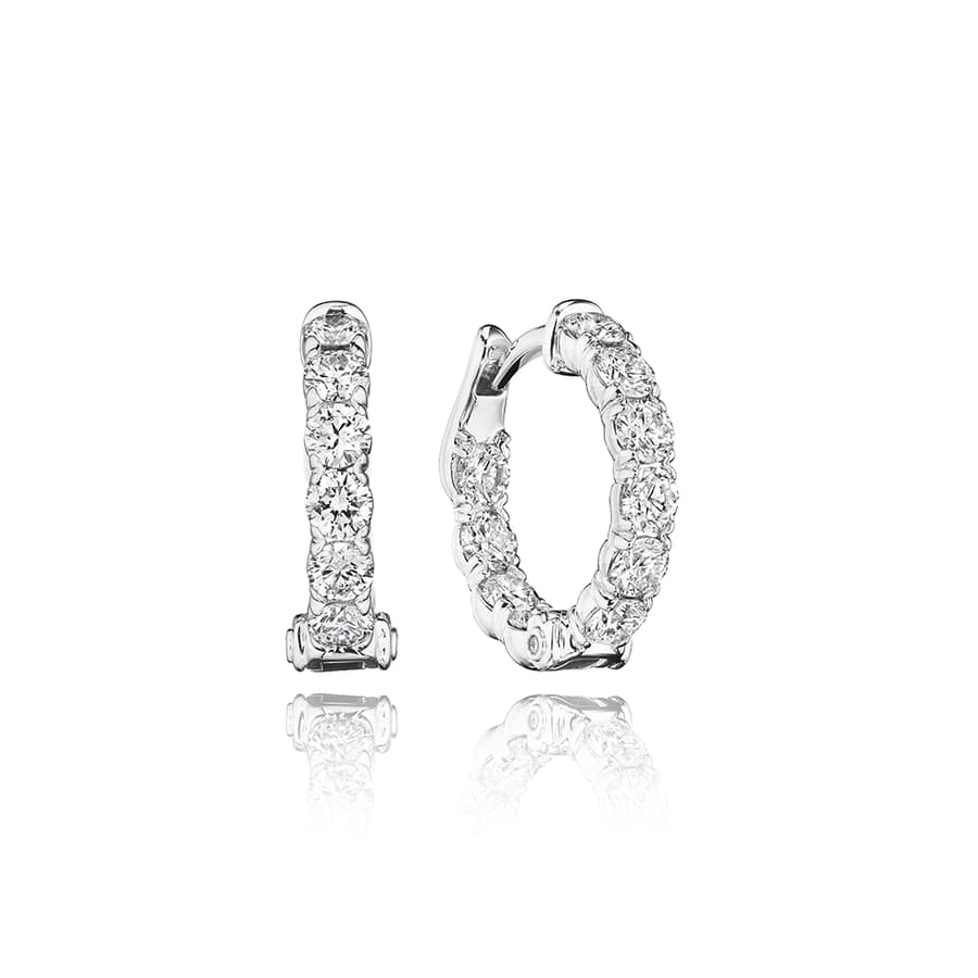 Verragio Diamond in 18K Polished White Gold Hoop Earrings