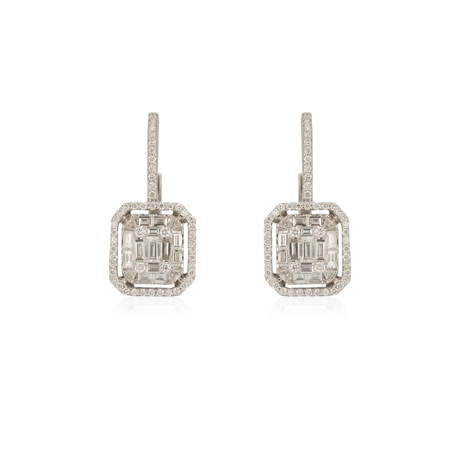 ZYDO ITALY Diamond in 18K White Gold Dangle Earrings