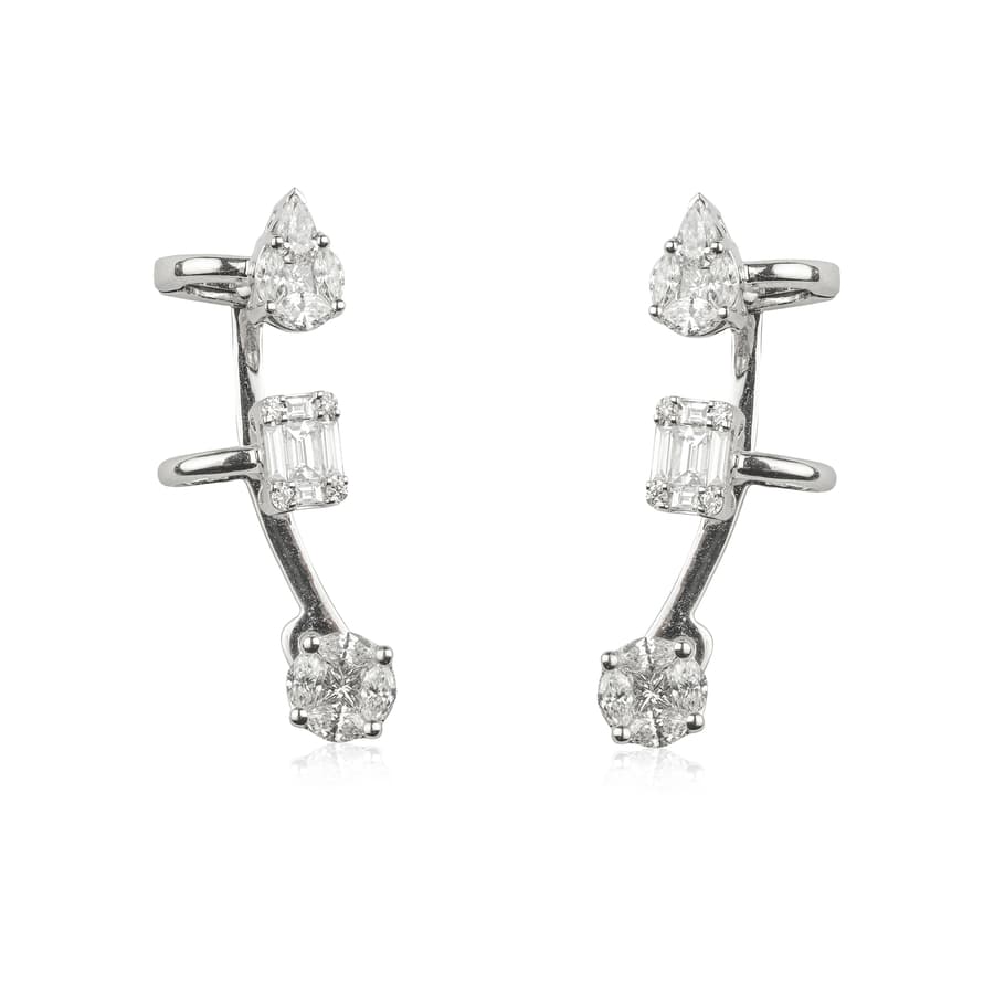 ZYDO ITALY Diamond in 18K White Gold Dangle Earrings