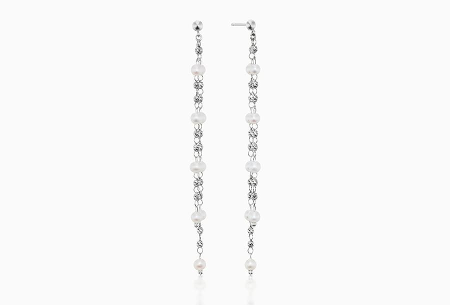 Platinum Born Pearl Platinum Dangle Earrings
