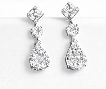 ZYDO ITALY Diamond in 18K White Gold Drop Earrings