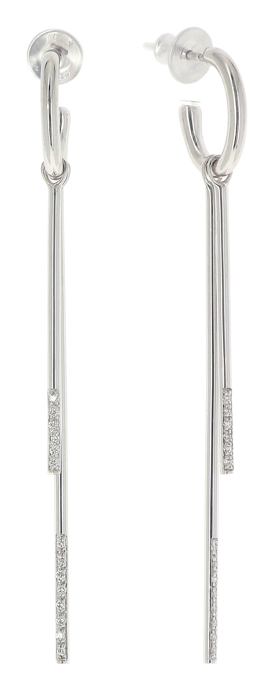 Pesavento Elegance Diamond Polished Silver Rhodium Dangle Earrings