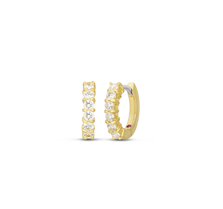 Roberto Coin Diamond in 18K Polished Yellow Gold Hoop Earrings