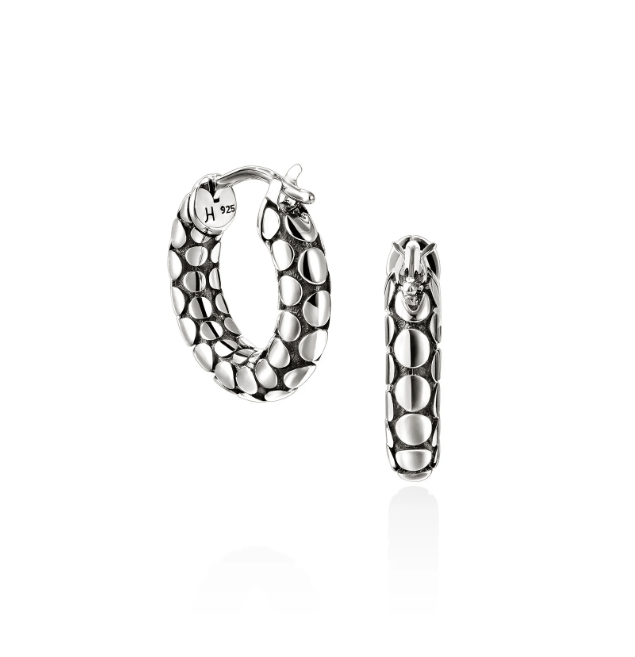 John Hardy Dot Hammered White Sterling Silver Hoop Earrings