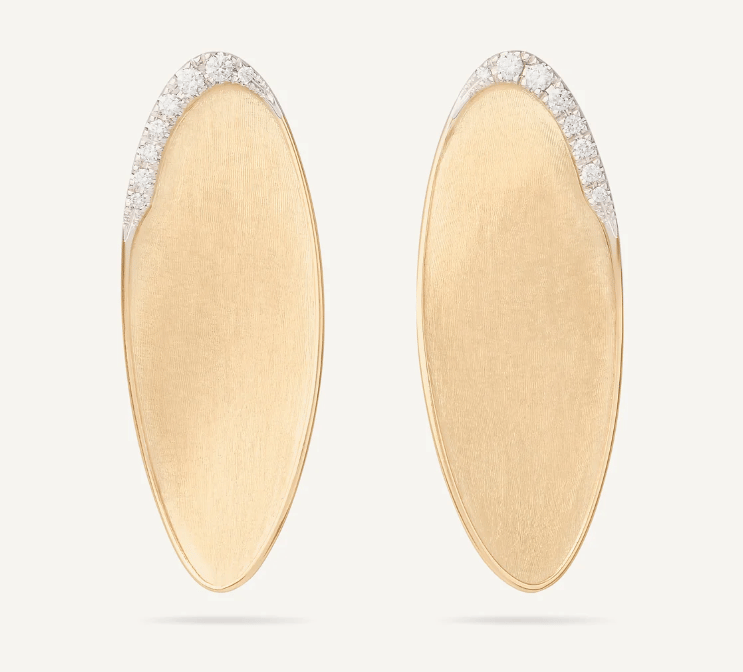 Marco Bicego Lunaria Diamond in 18K Engraved Yellow Gold Post Earrings