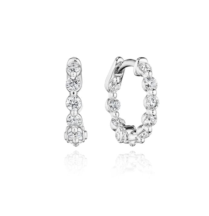 Verragio Diamond in 18K Polished White Gold Hoop Earrings