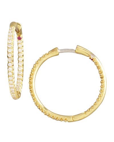 Roberto Coin Diamond Yellow Gold Hoop Earrings