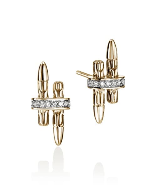 John Hardy Diamond in 14K Polished Yellow Gold Post Earrings