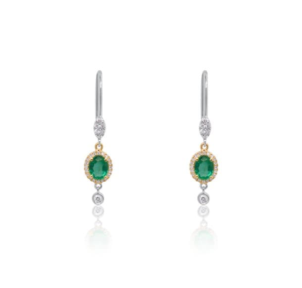 MEIRA T Emerald and Diamond in 14K Polished Yellow Gold Drop Earrings