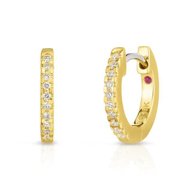 Roberto Coin Diamond Yellow Gold Hoop Earring