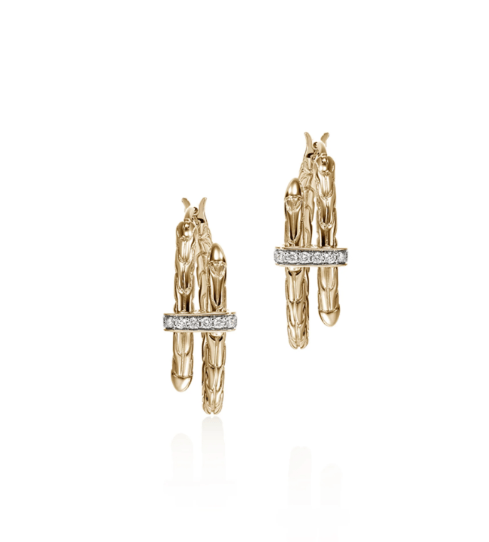 John Hardy Diamond in 14K Yellow Gold Post Earrings